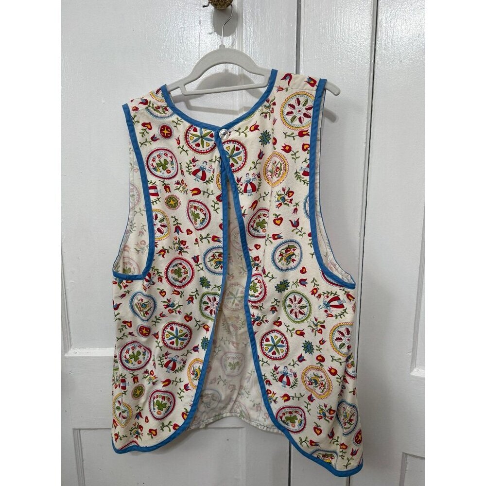 Vintage Amish Farmhouse Quilted Apron Vest Floral Print - Picture 9 of 11